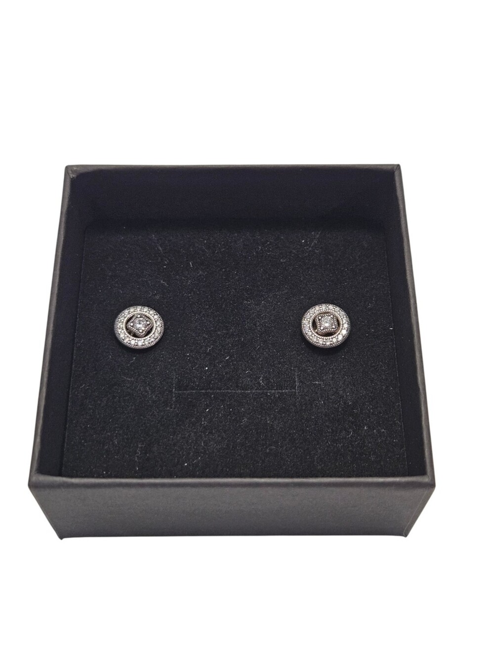 Pandora S925 ALE Round Clear Halo Stud Earrings